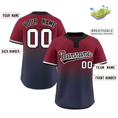 Crimson Navy Black-White Gradient Two-Button Softball Jersey 2