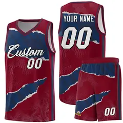 Crimson Navy-Crimson Tear Graffiti Basketball Jersey 1
