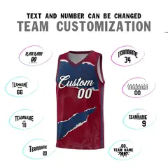 Crimson Navy-Crimson Tear Graffiti Basketball Jersey 4
