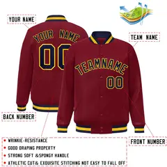 Crimson Navy-Gold Classic Varsity Full-Snap Letterman Jacket 2