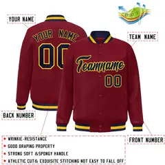 Crimson Navy-Gold Classic Varsity Full-Snap Letterman Jacket 2