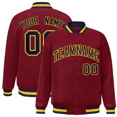 Crimson Navy-Gold Classic Varsity Full-Snap Letterman Jacket 1