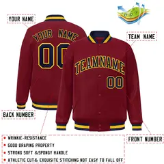 Crimson Navy-Gold Classic Varsity Full-Snap Letterman Jacket 2