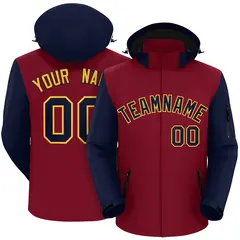 Crimson Navy-Gold Raglan Sleeves Waterproof Jacket 1