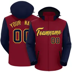 Crimson Navy-Gold Raglan Sleeves Waterproof Jacket 1