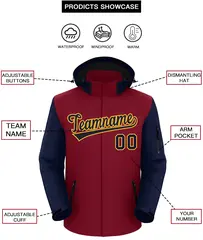 Crimson Navy-Gold Raglan Sleeves Waterproof Jacket 2