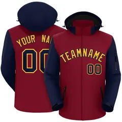 Crimson Navy-Gold Raglan Sleeves Waterproof Jacket 1