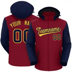 Crimson Navy-Gold Raglan Sleeves Waterproof Jacket 1