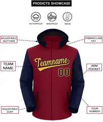 Crimson Navy-Gold Raglan Sleeves Waterproof Jacket 2