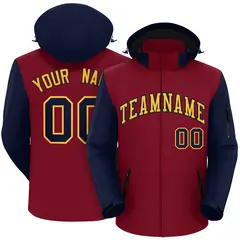 Crimson Navy-Gold Raglan Sleeves Waterproof Jacket 1