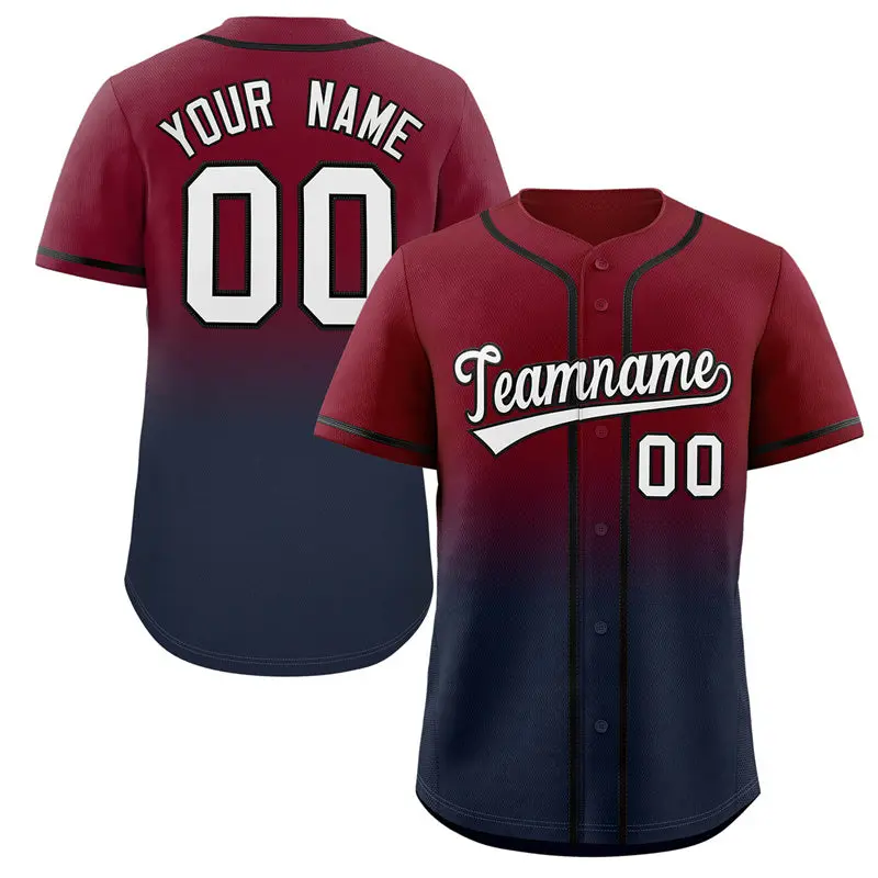 Crimson Navy Gradient Fashion Baseball Jersey