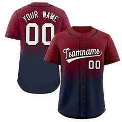 Crimson Navy Gradient Fashion Baseball Jersey