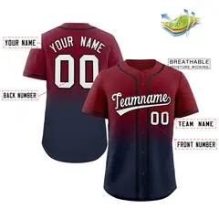 Crimson Navy Gradient Fashion Baseball Jersey 2