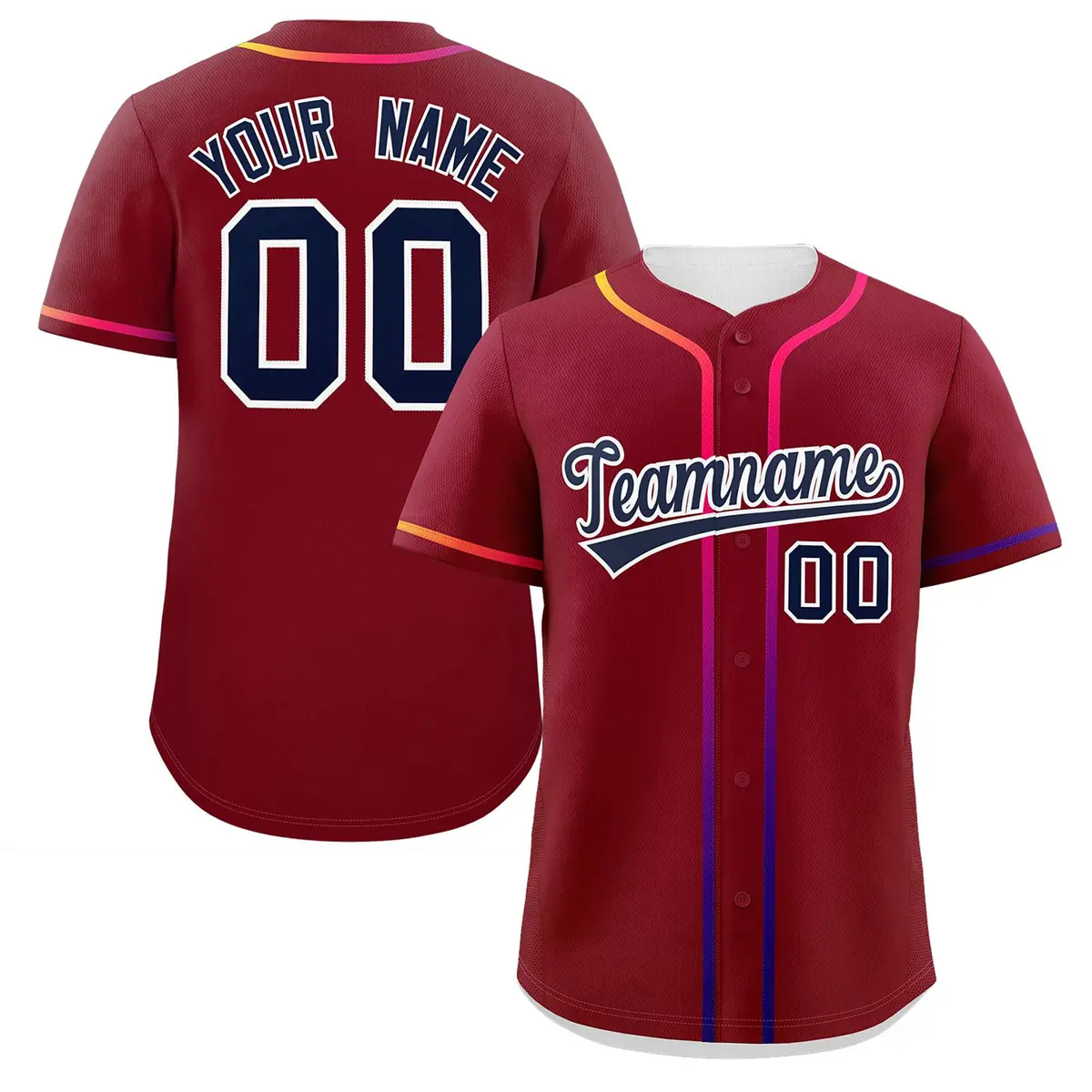 Crimson Navy Gradient Ribbed Authentic Baseball Jersey