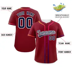 Crimson Navy Gradient Ribbed Authentic Baseball Jersey 2