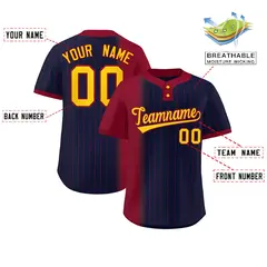 Crimson Navy Gradient Stripe Two-Button Softball Jersey 2