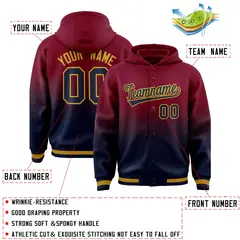 Crimson Navy Gradient Varsity Letterman Jacket Hoodie 4