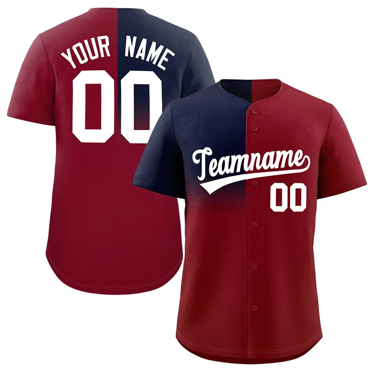 Crimson Navy Half Gradient Authentic Baseball Jersey