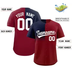 Crimson Navy Half Gradient Authentic Baseball Jersey 2