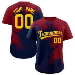 Crimson Navy Ink Pattern Authentic Baseball Jersey 1