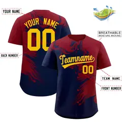 Crimson Navy Ink Pattern Authentic Baseball Jersey 2