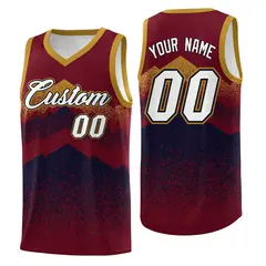 Crimson Navy Mountain Fade Gradient Basketball Jersey 1