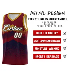 Crimson Navy Mountain Fade Gradient Basketball Jersey 2