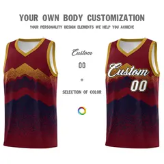 Crimson Navy Mountain Fade Gradient Basketball Jersey 3