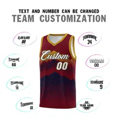 Crimson Navy Mountain Fade Gradient Basketball Jersey 4