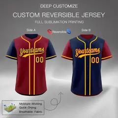 Crimson Navy Reversible Raglan Baseball Jersey 2