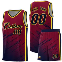 Crimson Navy Splash Basketball Uniforms for Summer Camp