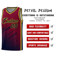 Crimson Navy Splash Basketball Uniforms for Summer Camp 2