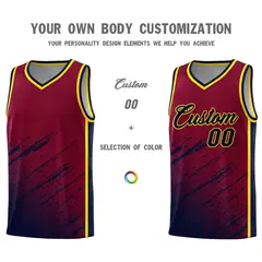Crimson Navy Splash Basketball Uniforms for Summer Camp 3