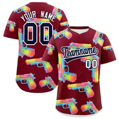 Crimson Navy Sugar-Coated Firepower Graffiti Baseball Jersey 1