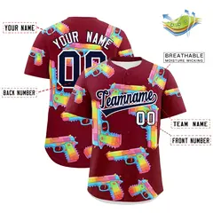 Crimson Navy Sugar-Coated Firepower Graffiti Baseball Jersey 2