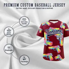 Crimson Navy Sugar-Coated Firepower Graffiti Baseball Jersey 3