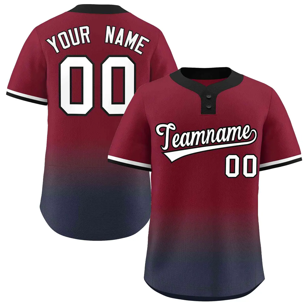 Crimson Navy White-Black Gradient Two-Button Softball Jersey