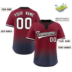 Crimson Navy White-Black Gradient Two-Button Softball Jersey 2