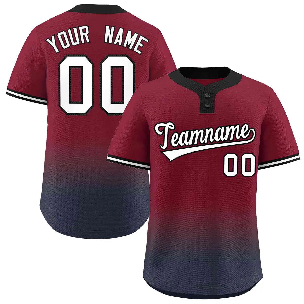 Crimson Navy White-Black Gradient Two-Button Softball Jersey