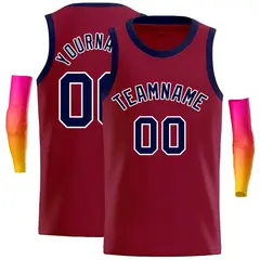 Crimson Navy-White Classic Casual Basketball Jersey