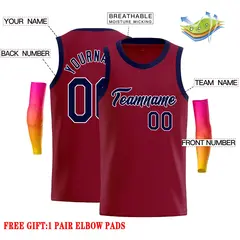 Crimson Navy-White Classic Casual Basketball Jersey 2