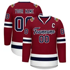 Crimson Navy-White Classic Hockey Jersey 1