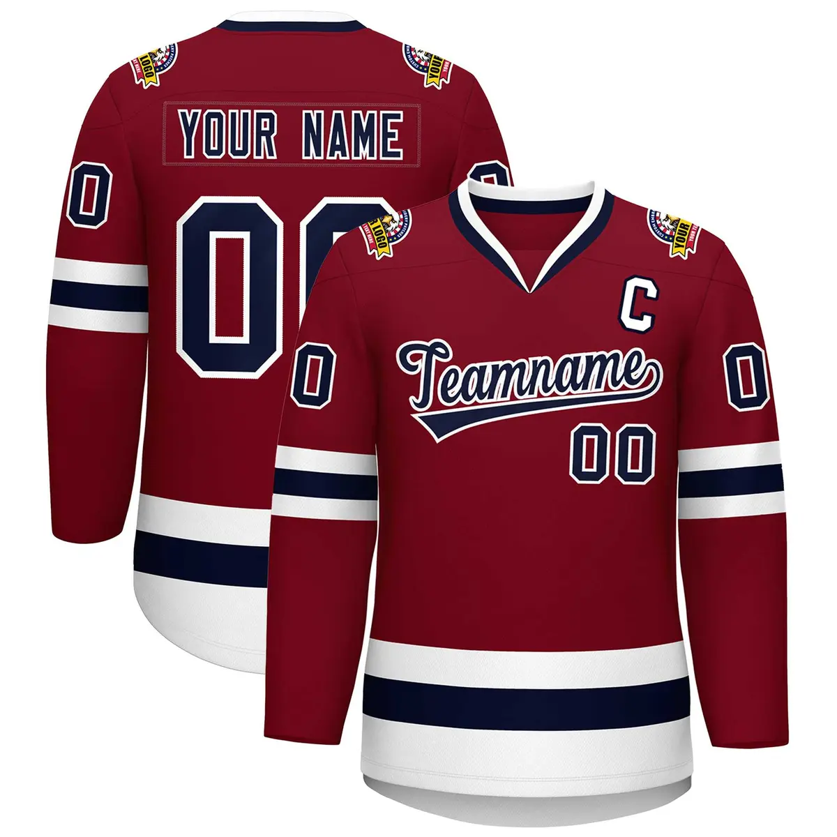 Crimson Navy-White Classic Hockey Jersey