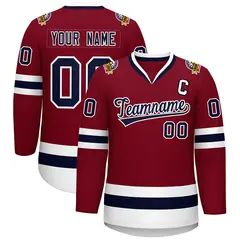 Crimson Navy-White Classic Hockey Jersey 1