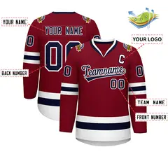 Crimson Navy-White Classic Hockey Jersey 2