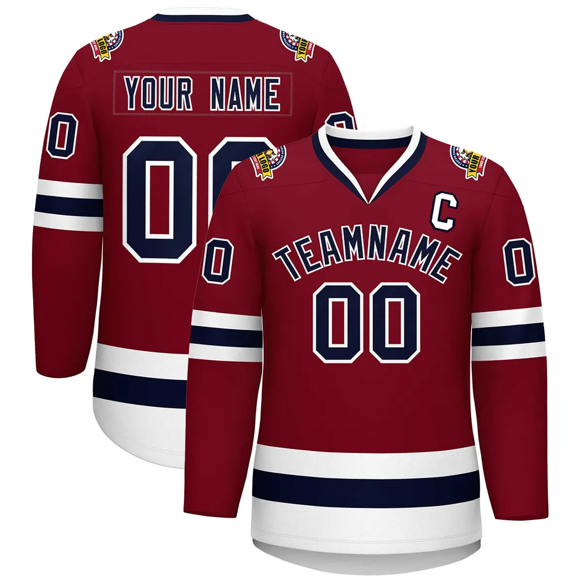 Crimson Navy-White Classic Hockey Jersey