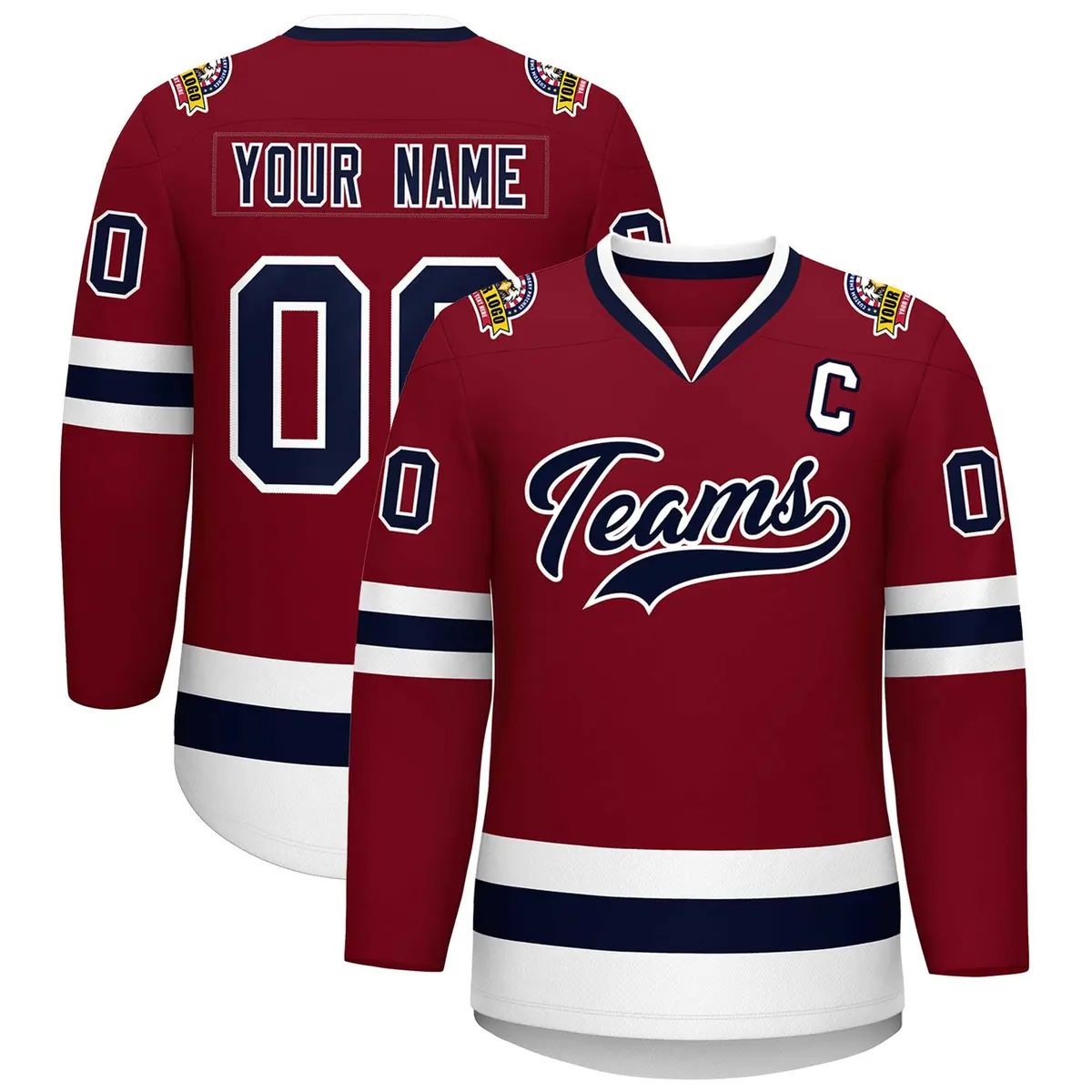 Crimson Navy-White Classic Hockey Jersey