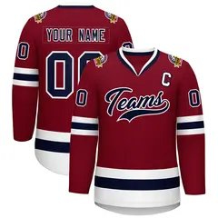 Crimson Navy-White Classic Hockey Jersey