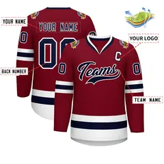 Crimson Navy-White Classic Hockey Jersey 2