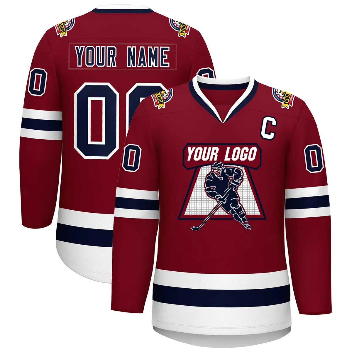 Crimson Navy-White Classic Hockey Jersey